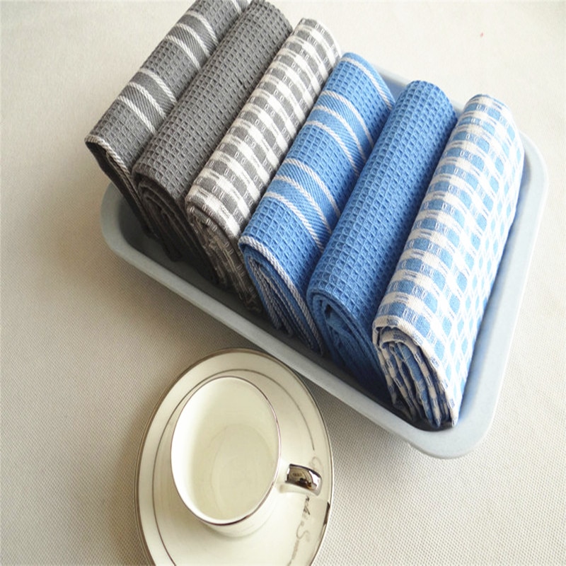 Fulllove 45*65cm 3 stk / sæt bomuld køkkenhåndklæder til rengøring fad plaidmåtter stribet håndklæde klud bordserviet hjem tekstil