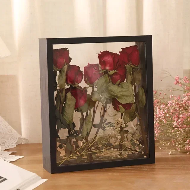 Marco de fotos de madera 3D, soporte para muestras de flores secas hecho a mano, marco de fotos de exhibición hecho a mano, decoración del hogar, profundidad de 3cm: 20 pulgadas / Borgoña