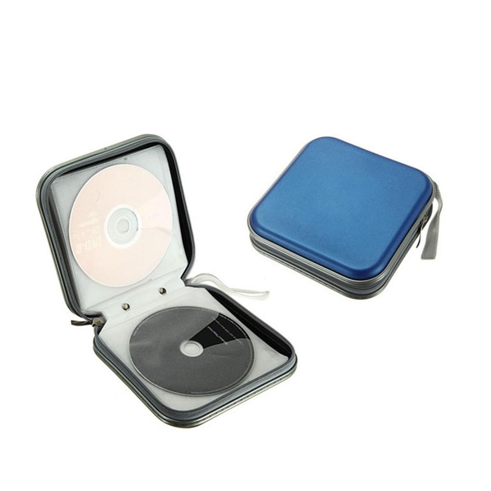 40 Uds. Capacidad disco CD DVD tamaño monedero organizador de almacenamiento CD estuche DVD bolsa de transporte soporte álbum caja bolsa de transporte bolsa con cremallera: Blue