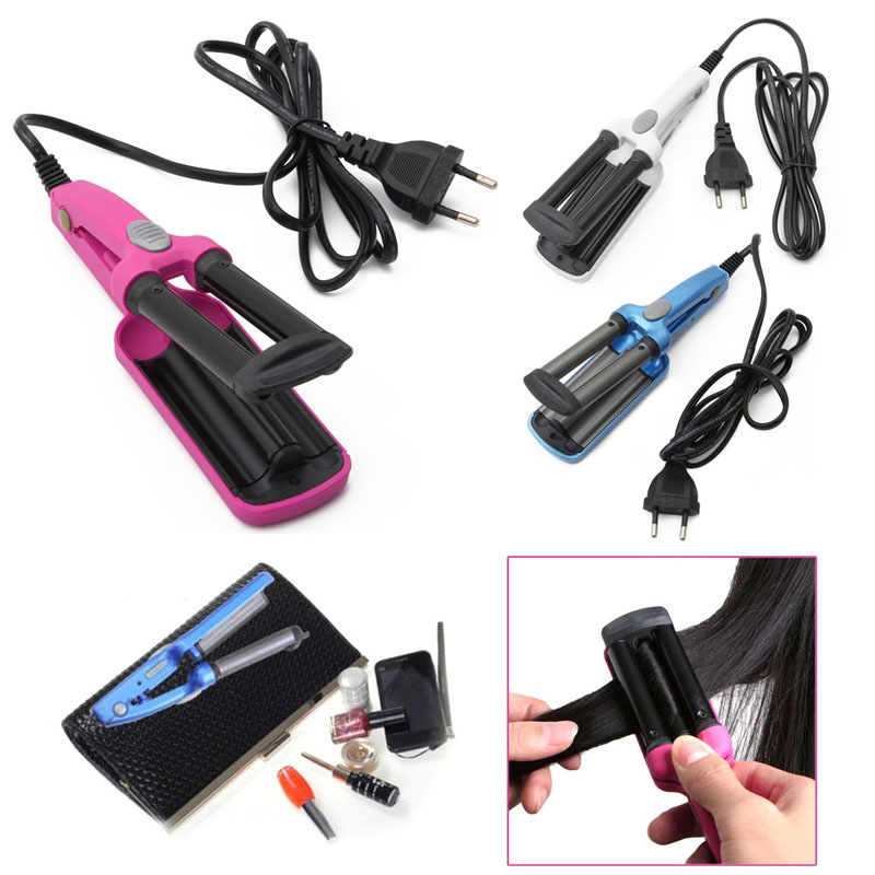 Mini Keramische Krultangen Iron Wave Wand 3 Vaten Ijzer Ijzer Platte Keramische Haar Tools Professionele Krimptang Haar Krultang ha