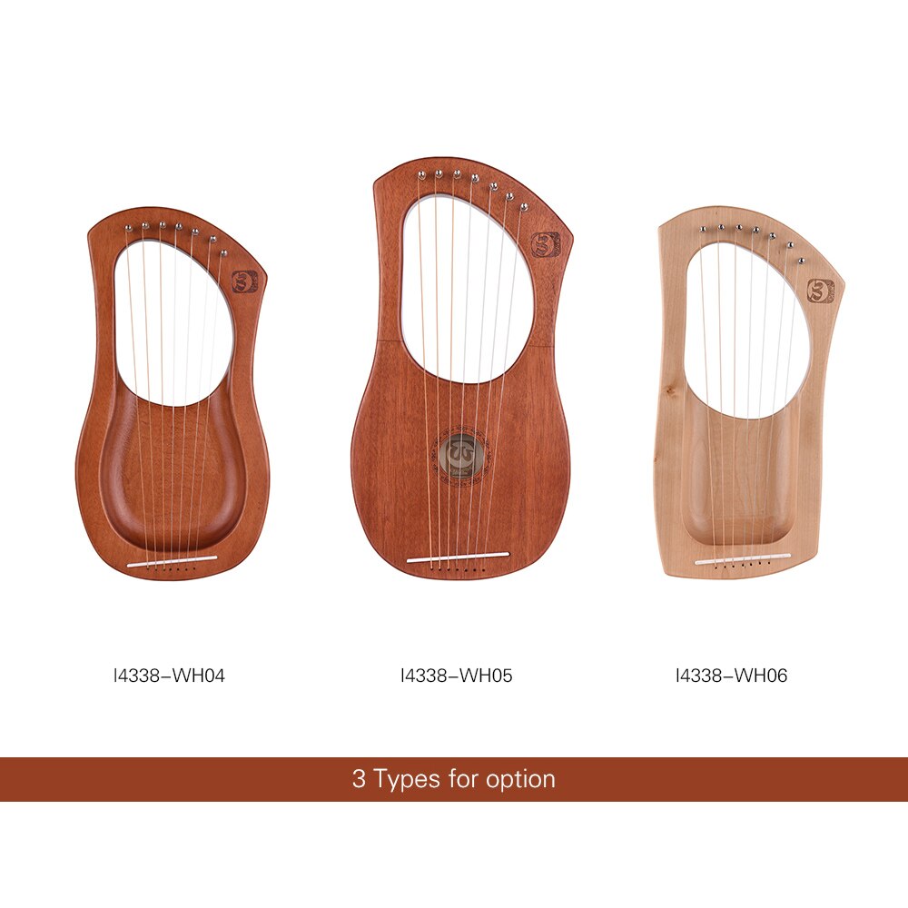 Walter .t 7-- strenget træ lyre harpe metal strenge birk massivt træ strengeinstrument med bæretaske  wh06