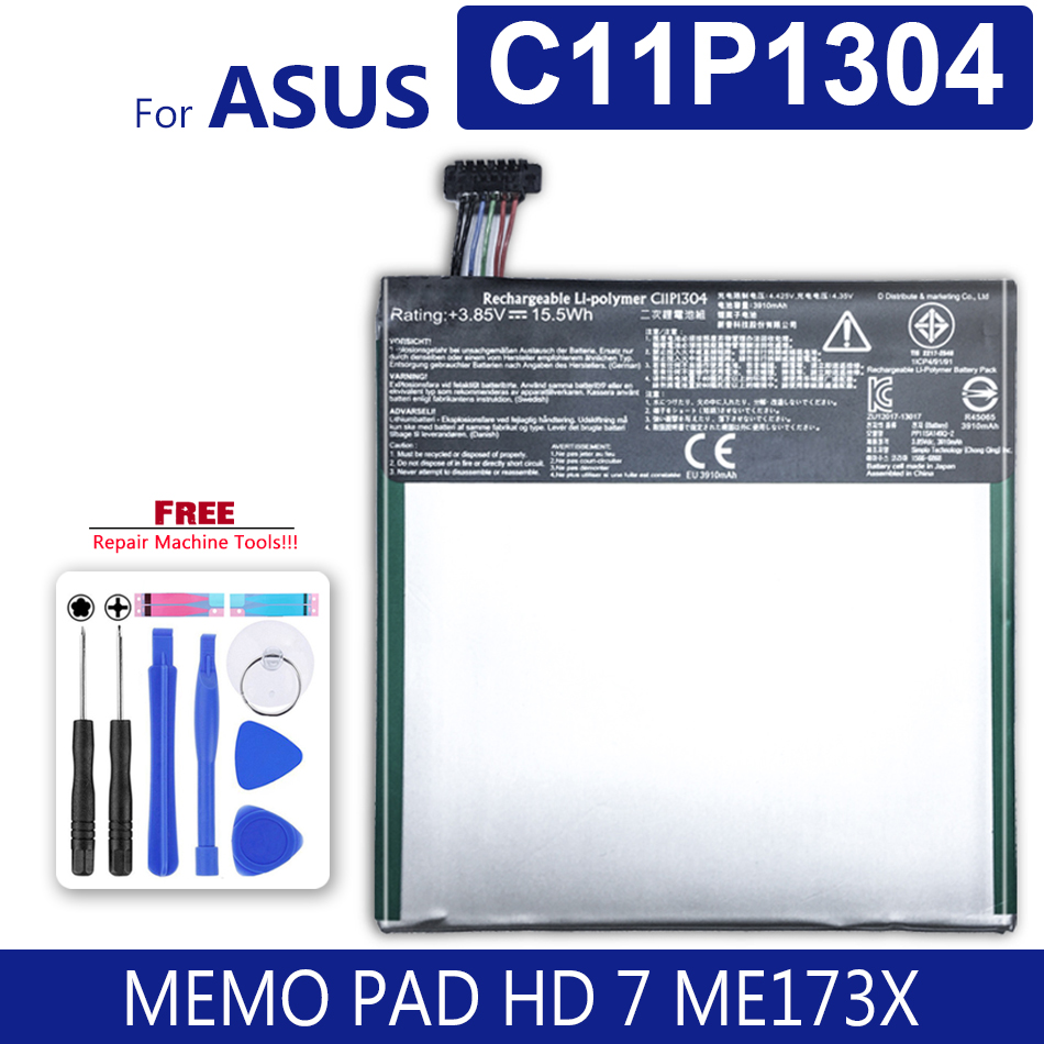 KiKiss, caja fuerte, batería estable para tableta de 3950mAh, C11P1304 para Asus MEMO PAD HD 7 ME173X HD7 ME173 K00B Baterías de polímero de litio