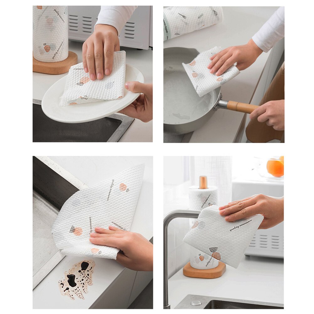 Kitchen Disposable Cleaning Towels Native Wood Pulp Environmental Protection Oil and Water Absorption Wipe Cloths