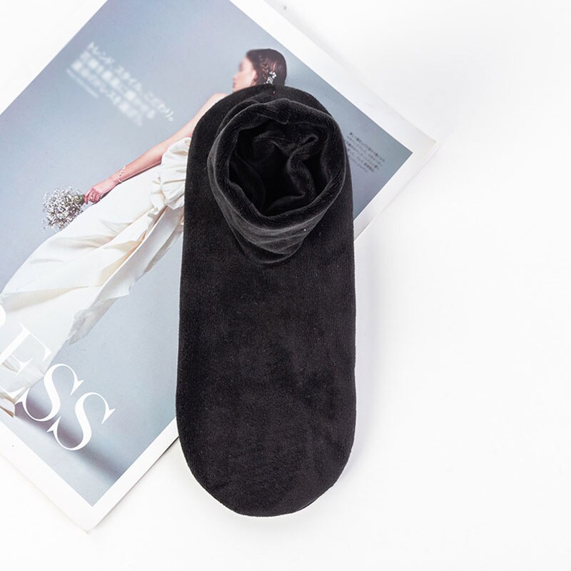 Winter unisex thuis bed sokken warme dikke sokken pure kleur antislip korte sokken pure kleur vloer pantoffels sokken dames yoga sokken: Zwart