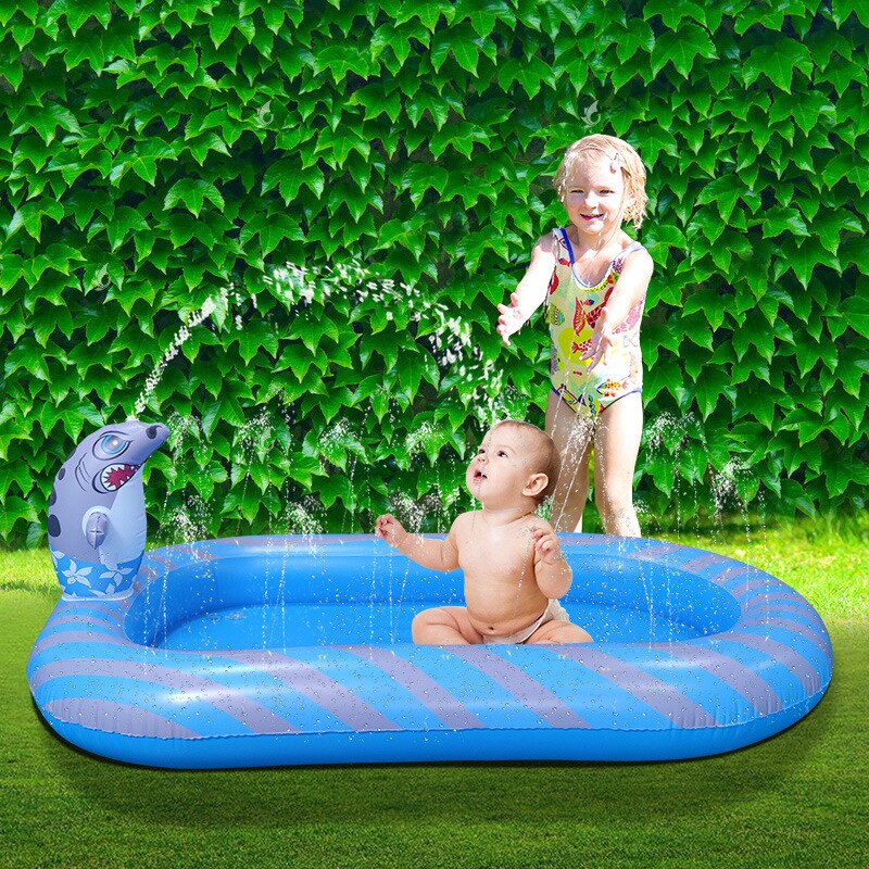 Cartoon Inflatable Dinosaur Fountain Outdoor Dolphin Watering Mat Children&#39;s Water Toys Frog Swimming Pool Shark Swimming Pool