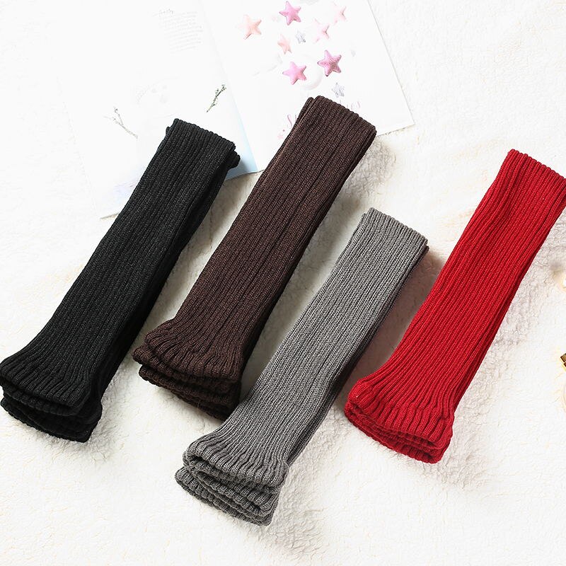 Chaussettes Tube longues en tricot pour femmes, chauffe-jambes, couleur unie, Simple, très élastique, pour l&#39;extérieur, hiver, , doux, ,
