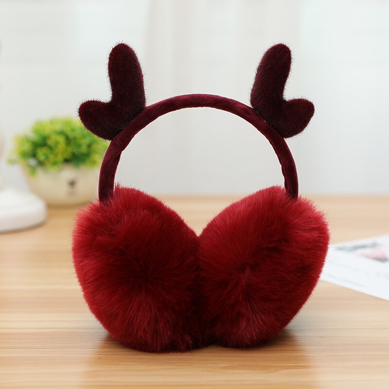Winter Warm Plush Antler Earmuffs Korean Style Cute Solid Color Apparel Accessories For Women Girls Christmas Ear Warmers: 6
