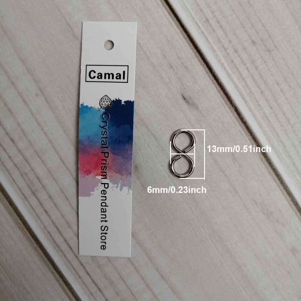 Kamel 100 stk 13 x 6mm uendeligt symbol krom  s 8 lås metalstik krog krystal vedhæng lysekrone del smykker finde