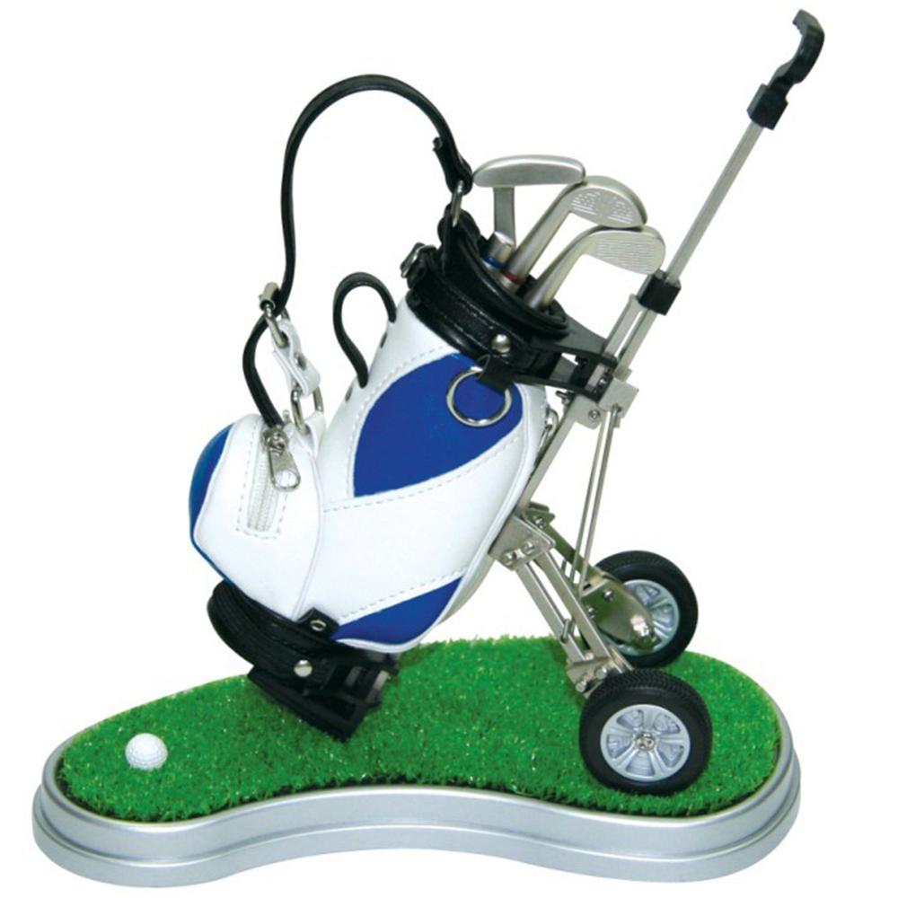 CRESTGOLF Golf Car Contains 3 Parts of Aluminum Pen Golf Bag Penholder Golf Souvenir Golf Car Accessories: white blue