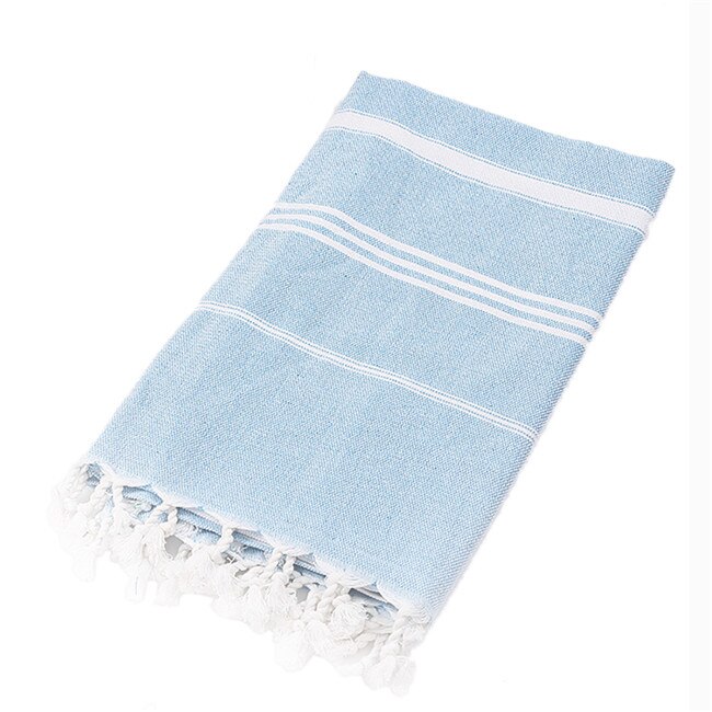 6 Colors Turkish Bath Towel With Tassels Thin Travel Camping Bath Sauna Beach Gym Pool Blanket Dropshiipping: Blue