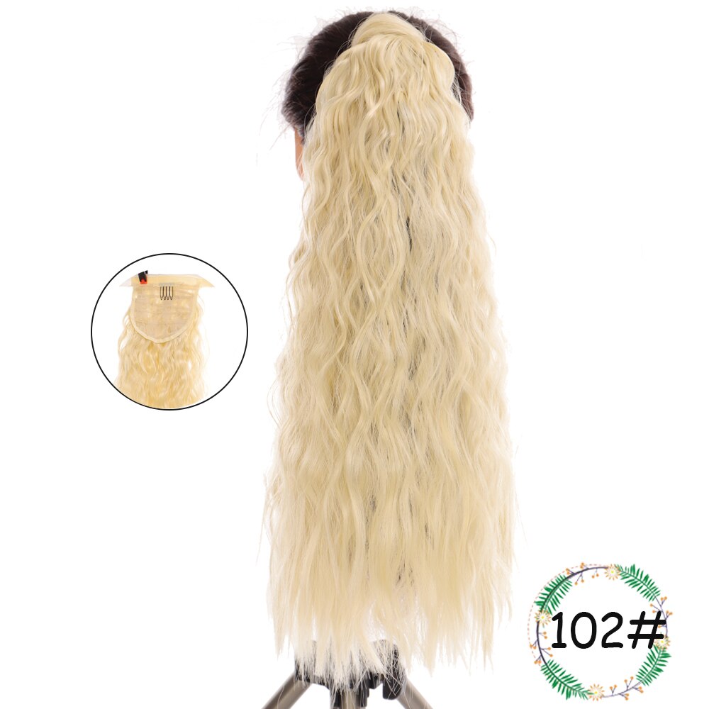 Weilai extensions syntetisk wrap on clip hestehaler majs bølget hestehale hårstykke ombre brun rød falsk hår lang hestehale paryk: M022-102