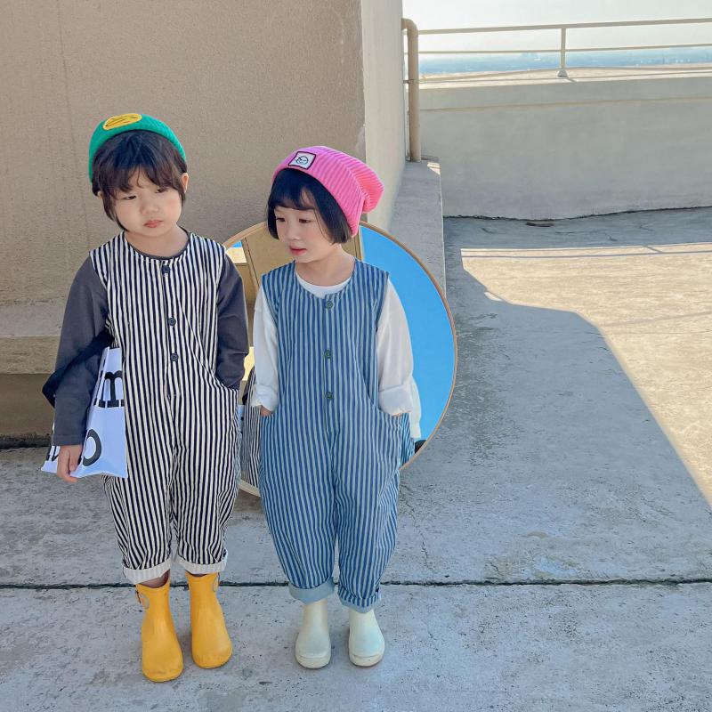 Kids Meisjes Overalls 2022 Katoen Verticale Strepen Lente Zomer Kleding Kind Jongens Mouwloze Mode Jumpuit
