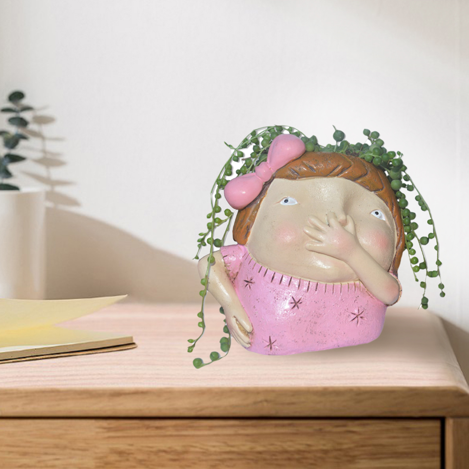 Face Head Planter Vase Face Vase for Flower Human Face Flower Vase Succulent Pot Home Garden Ornament Resin Craft