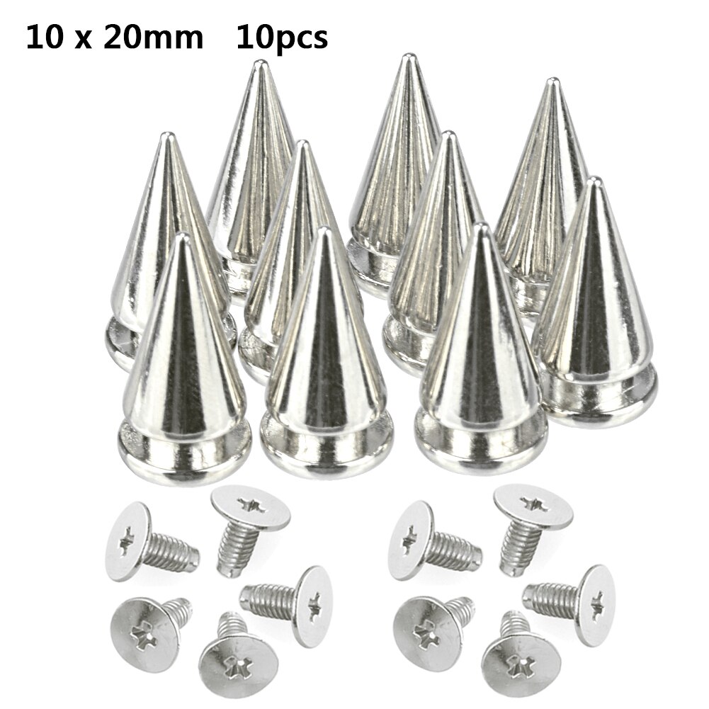 Remaches tipo bala plateados Para Ropa, tachuelas Punk de cuero, Parche de espinas, tachuelas Para Remaches, 10 Uds.: 10x20mm