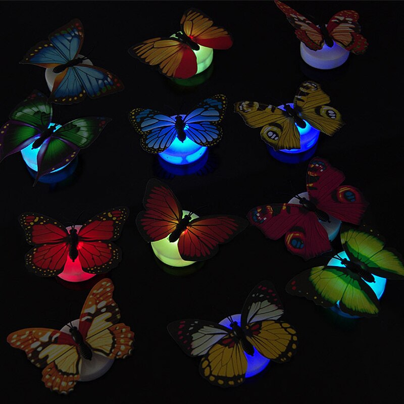 SchöNe Schmetterling LED Leucht Licht Lampe mit Saug Pad glühen in das dunkel Schmetterling Spielzeug für freundlicher Mädchen Zimmer Dekoration