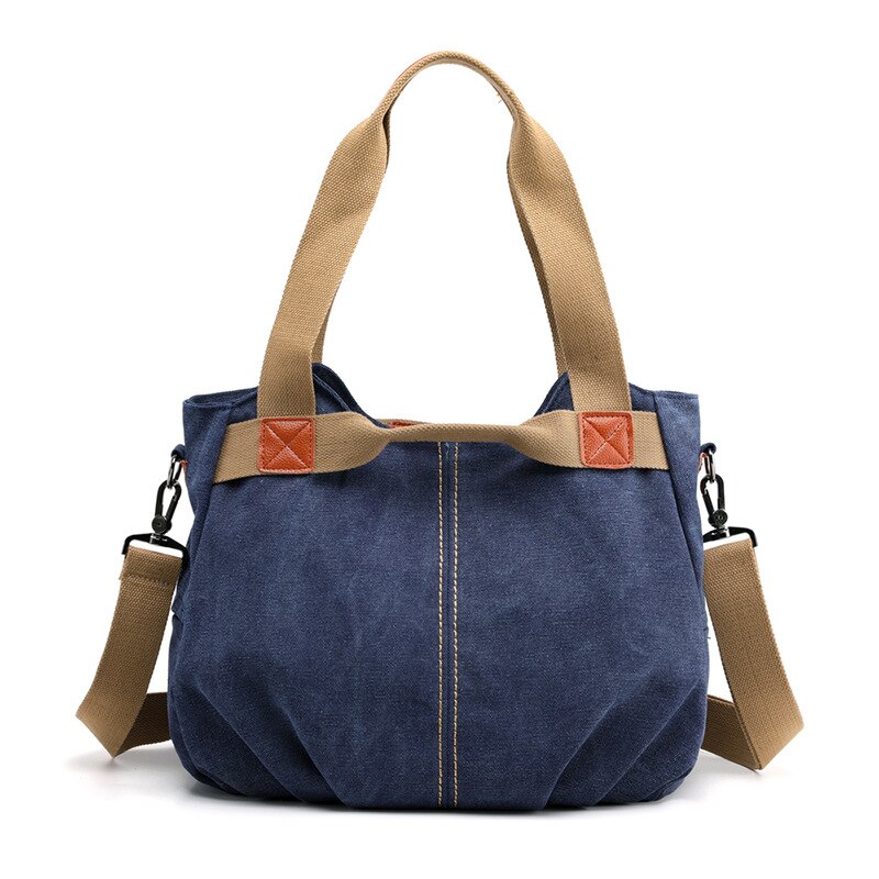 Klassieke Effen Casual Tote Dames Handtas Schouder Crossbody Mode Canvas Handtassen