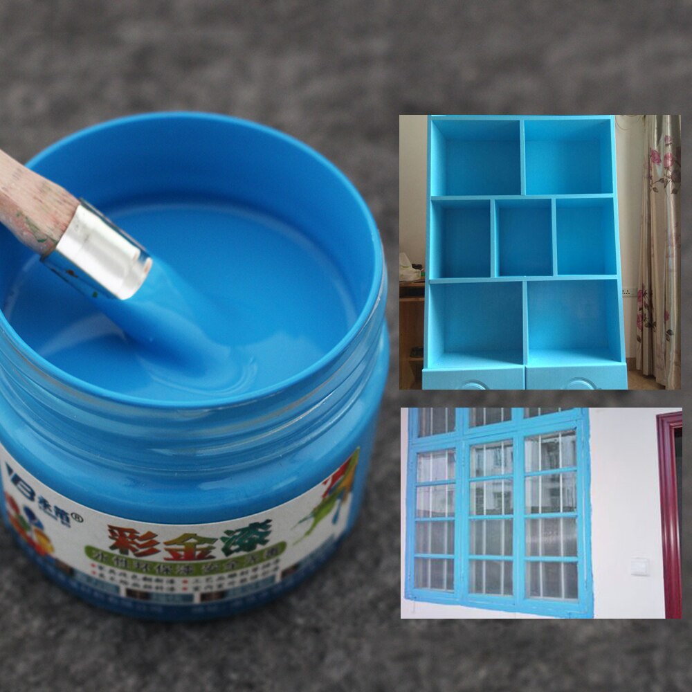 Blue Water-based Paint Metallic Lacquer Furniture Color Change in Wall Door Arts Crafts Painting100g Acrylic Paint Wood Varnish