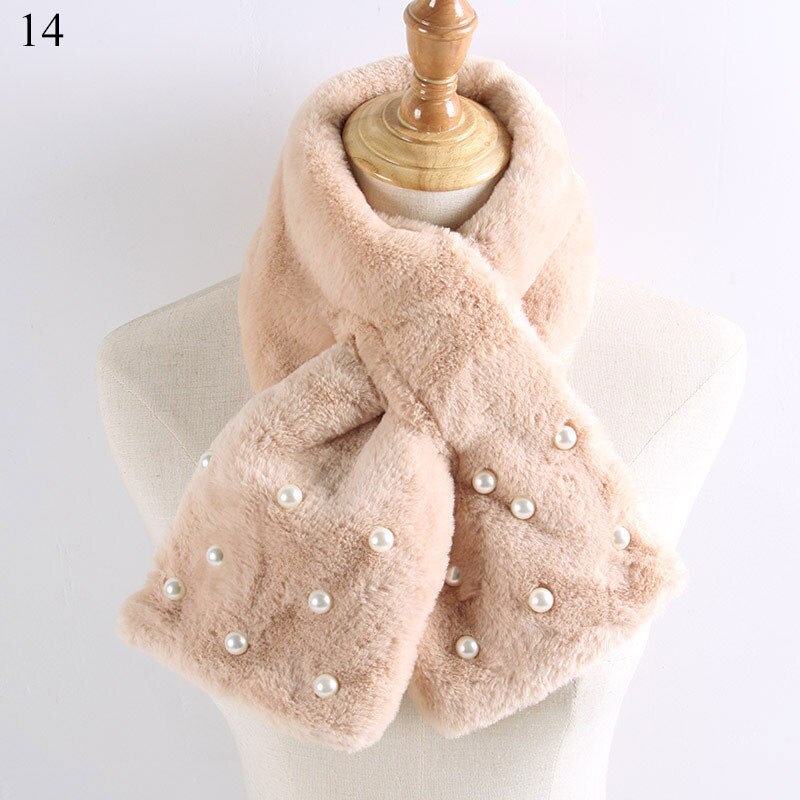 Imitatiebont warme dames sjaal winter dikke snood sjaal imitatiebont zachte sjaals effen kleur kraag sjaal voor dames: 14