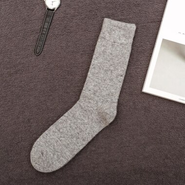 Dikke angola konijnen- en merinowol sokken 3 paar/partij herensokken klassieke zakelijke winter lange sokken: Grijs