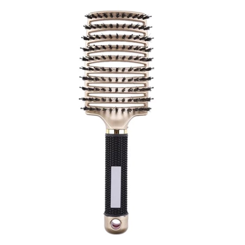 Girls Hair Scalp Massage Comb Hairbrush Bristle Nylon Women Wet Curly Detangle Hair Brush for Salon Hairdressing Styling Tools: Gold