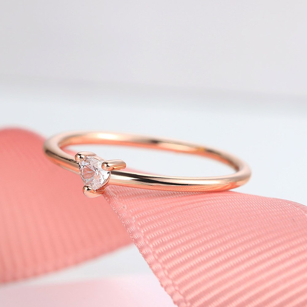 Anillos para mujer con forma de corazón pequeño Color dorado compromiso de boda anillo delicado joyería circón joyería de romántica KBR014-M