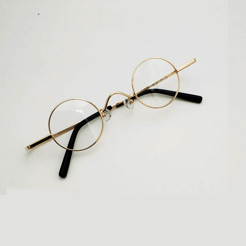 Round adult glasses, very small lens size, gold， black, silver size 36 mm ，Myopia Optical Prescription Glasses