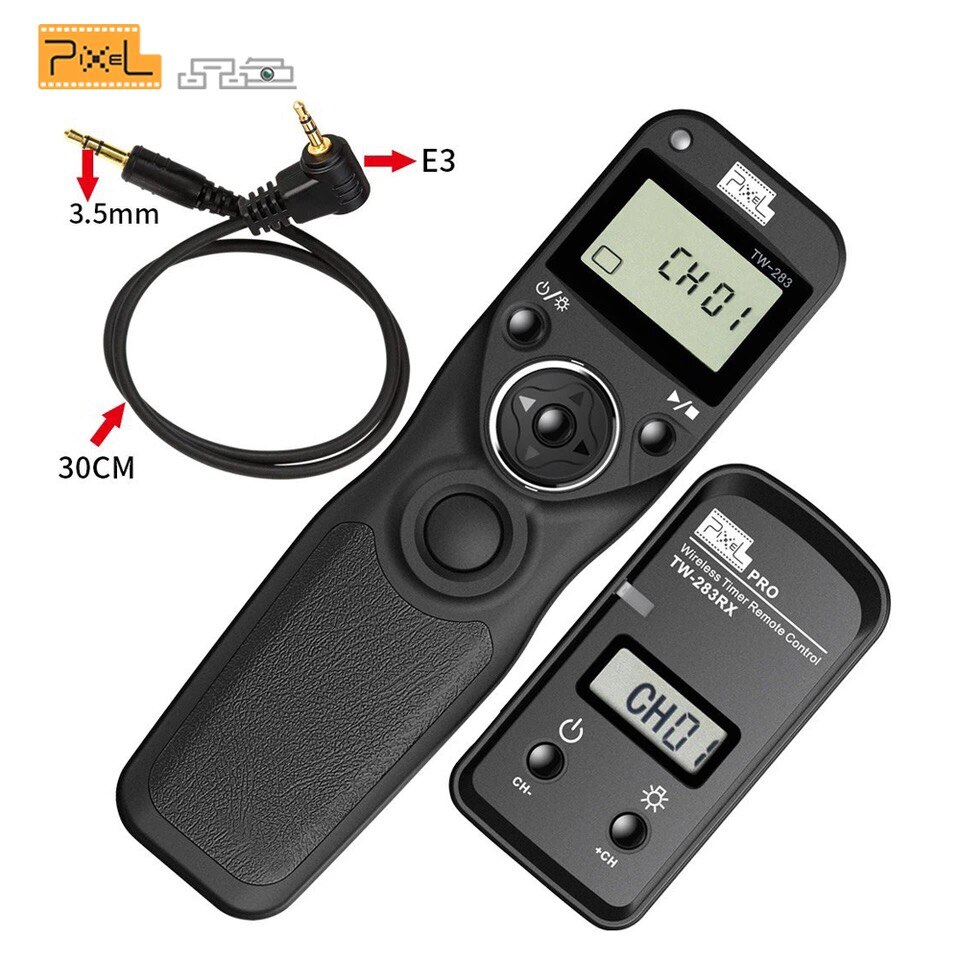 Temporizador inalámbrico Control remoto Pixel TW-283/N3 LCD obturador liberación con cable de conexión E3 para cámaras Canon EOS DSLR VS RW-221: TW283-E3