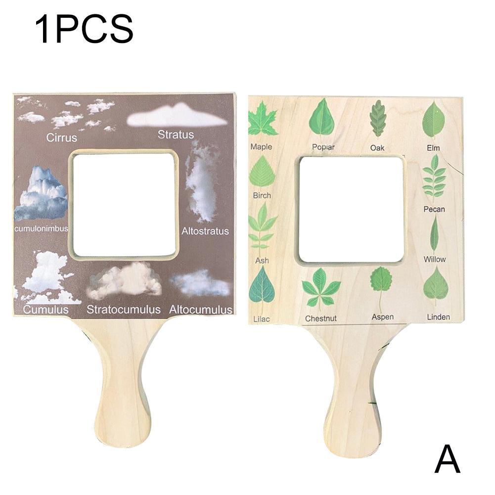 4pcs Nature Guide Finder Nature Viewfinder Double Sided Tool Identify Common Cloud Types And Foliage Wood Drawing Painting Aids