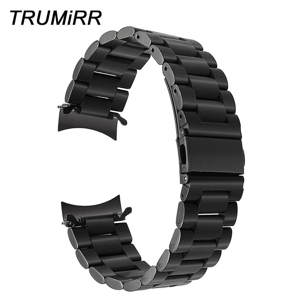 22mm roestvrijstalen horlogebandjes met snelsluiting voor samsung gear  s3 classic frontier polsband met schakels, zwart en zilver