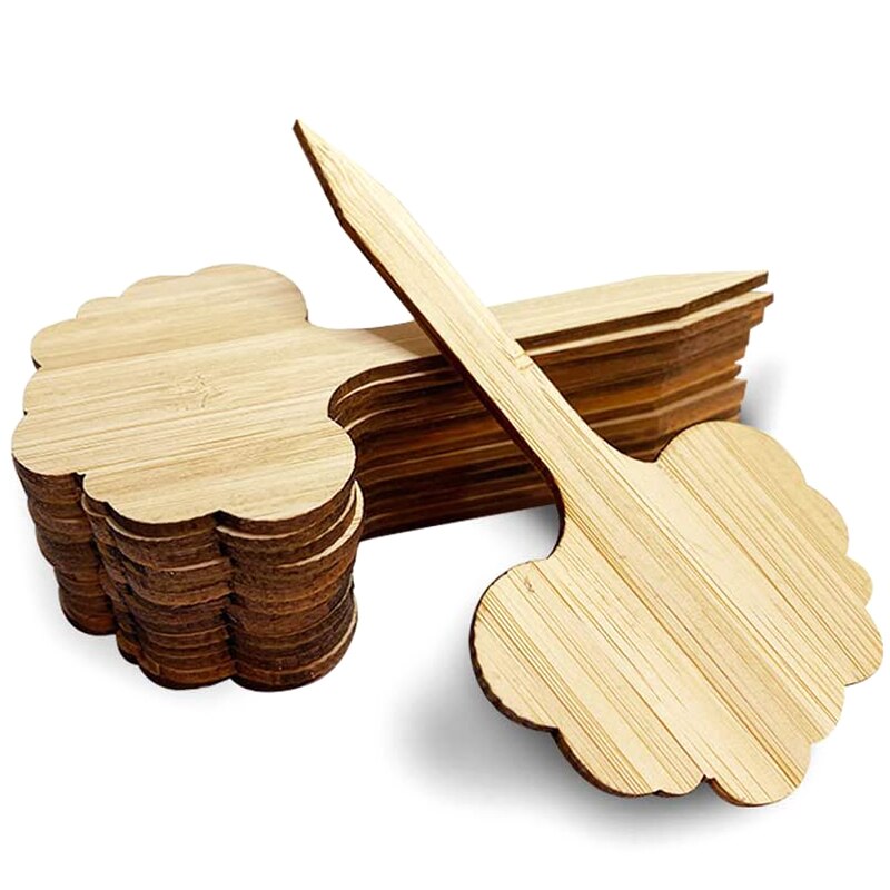 60 stuks houten plantenlabels, boomvormige plantenlabels, tuinlabels voor zaden, potkruiden, bloemen en groenten