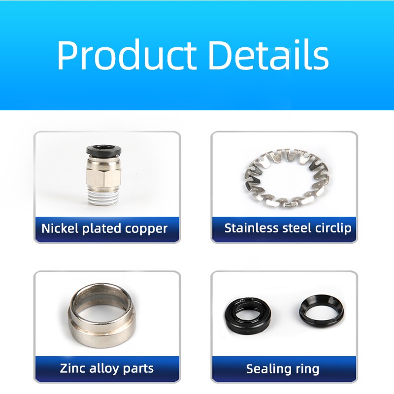 1PCS Pneumatic Quick Connector PC 4MM-12mm Hose Tube Air Fitting 1/4" 1/8" 3/8" 1/2"BSPT Male Thread Pipe Coupler