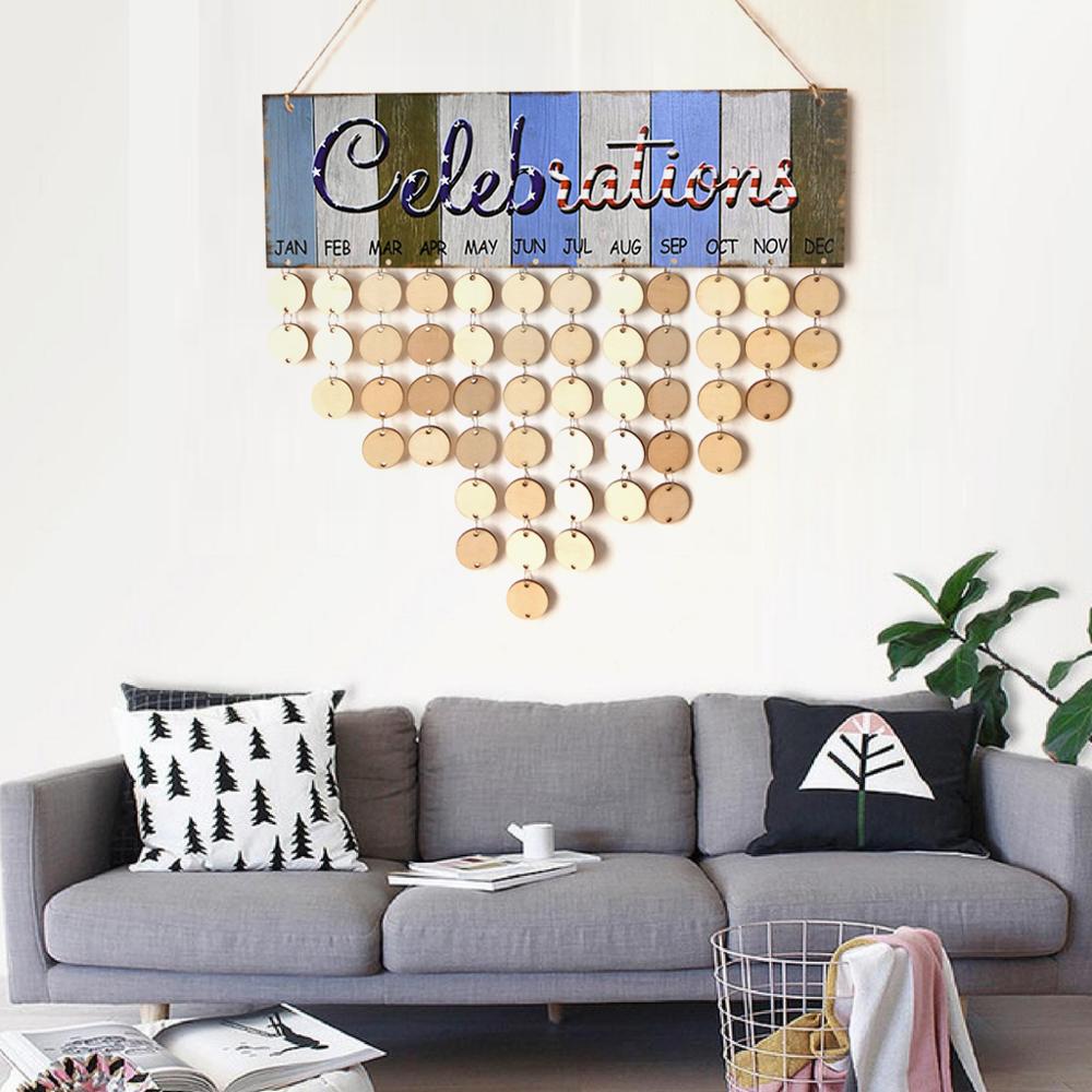 Celebration Reminder Calendar Birthday Wedding Event Rustic Wooden Board Craft DIY Wall Hanging Sign Home Party Decoration