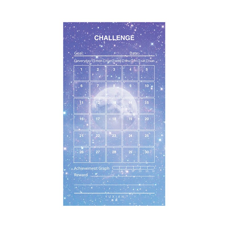 8 Sheets /Pack 30 100 Days Goal Tracker Challenge Project Planner Paper Sticker DIY Decor Stick Label Stationery