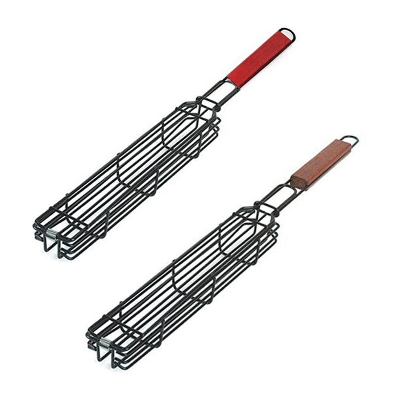 BBQ Kabob Grilling Basket Skewers Rotisserie Kebab No Stick Basket Cooking BBQ Grill Accessories Non-Stick Kabob Baskets