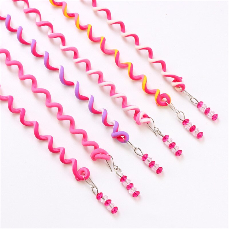 MIXIU 6pcs Girl Elastic Headband Spiral Spin Screw Hairpin Curler Hair Braid Sticker Twisted Styling tool For Kids Girl Woman: 6