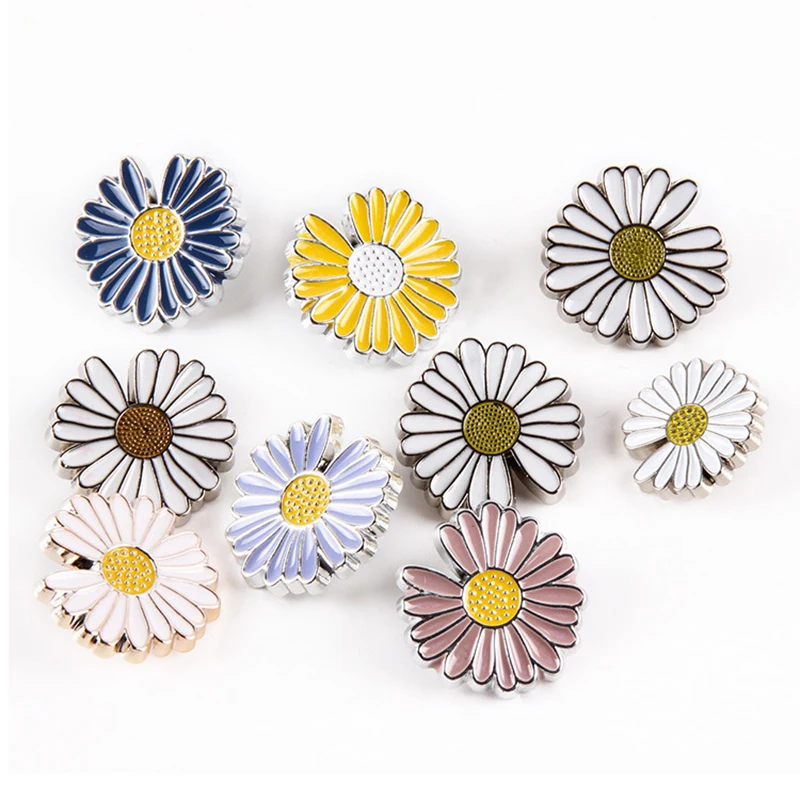 Botones pequeños en forma de Margarita de 25mm, botones de flor de sol, botón de resina para Metarl para ropa, abrigo, suéter, accesorios DIY
