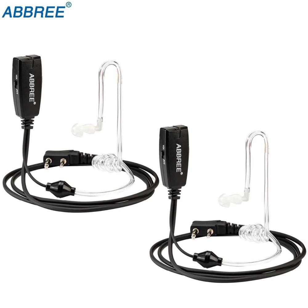 Abbree VOX 2 Pin Air Acoustic Tube Earpiece Headset for Kenwood Baofeng UV-5R UV-82 BF-888S TYT Walkie Talkie Two Way Radio: 2 pcs