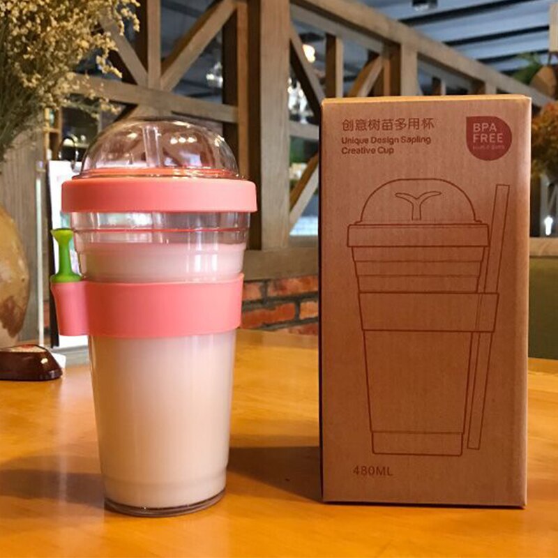 Bubble Tea Cup Portable Plastic Cup Reusable Plastic Cup with Straw for Bubble Tea Boba Tea Cup Drinkware