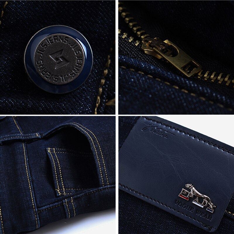 Klassiske menn slank passe jeans virksomhet denim jean bukser blå merke bukser mannlige