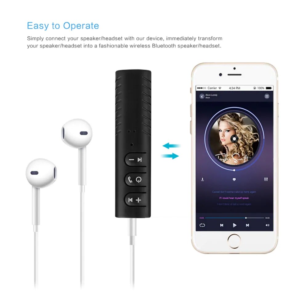 Trådløs bluetooth mottaker 5.0 adapter jack 3.5mm trådløs mottaker adapter auto aux sett bil til pc musikk  mp3 høyttaler hodetelefoner