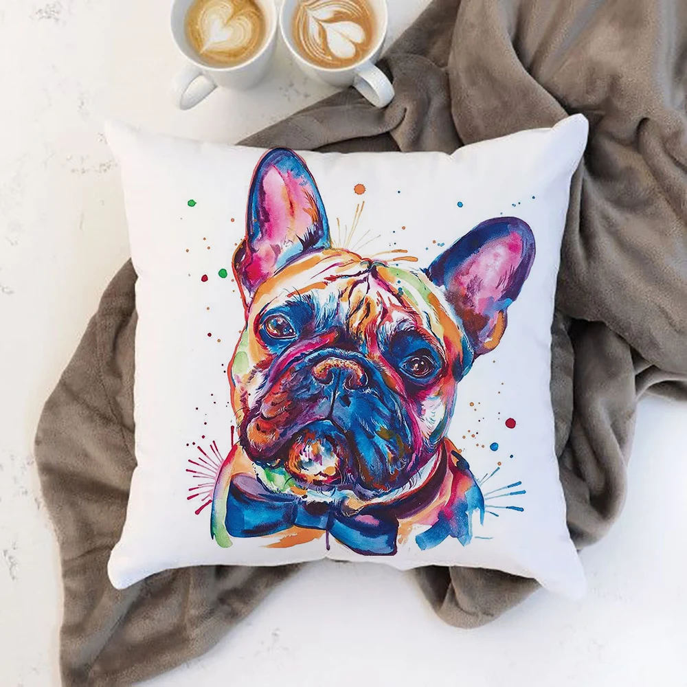 Housse de coussin colorée pour chien, bouledogue, coussin de jardin, lit de maison, chaise carrée: See below for size descriptions / Violet