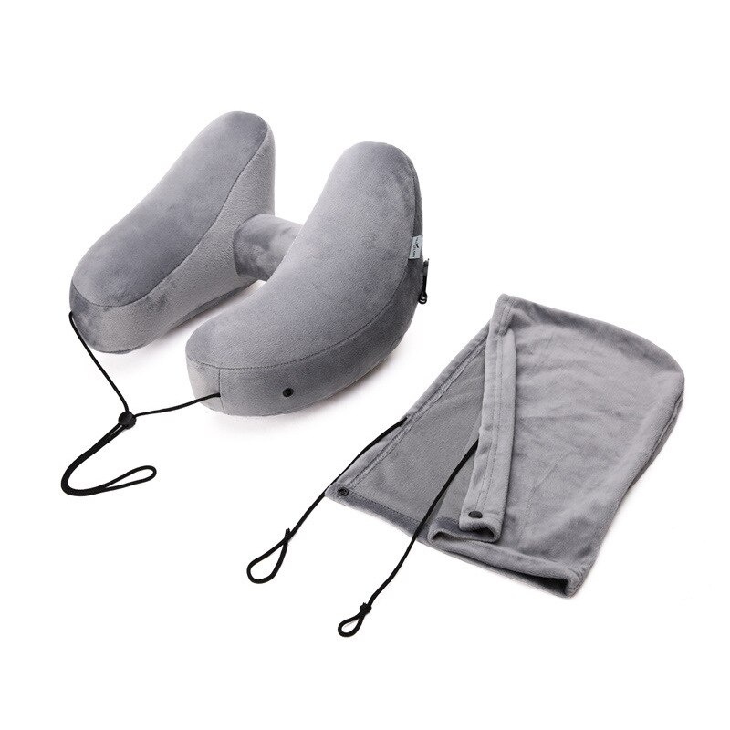 Russian Warehouse H Shape Inflatable Travel Pillow Air Cushion Folding Lightweight Nap Neck Pillow Car Airplane Sleeping Cushion