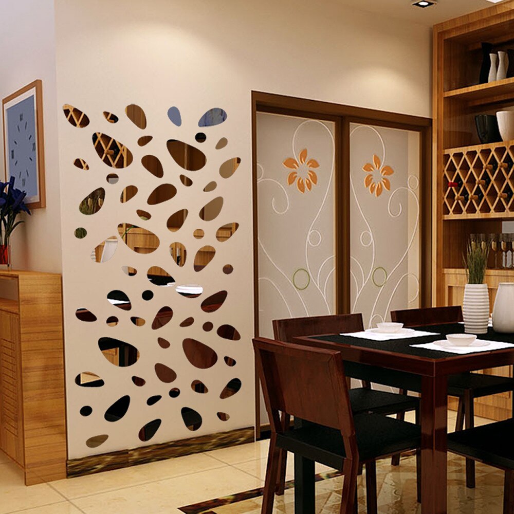12 pçs espelho 3d vinil removível adesivo de parede decalque decoração da sua casa arte diy acrílico espelho adesivos de parede papel para sala estar