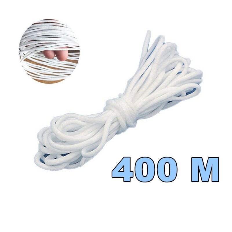 500/300/200m bandes élastiques pour masques, longueur de couture, largeur, cordon élastique blanc, épaisseur de couture, 3mm accessoires de couture diy: 400m