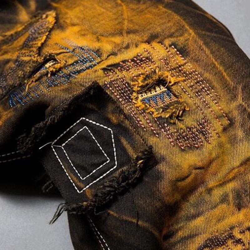 hommes déchiré Jean pantalon coupe ajustée en détresse Hip Hop trou Rock Denim mâle nouveauté Streetwear hommes Jean Punk pantalon