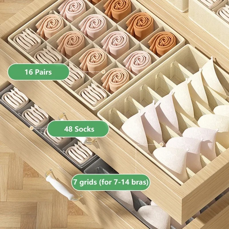 1-2Stck Unterwäsche Lagerung Boxen Socken Kleidung Lagerung Organizer Vlies Stoff Schublade Typ Höschen Drei-stück einstellen Kasten Kasten Hause