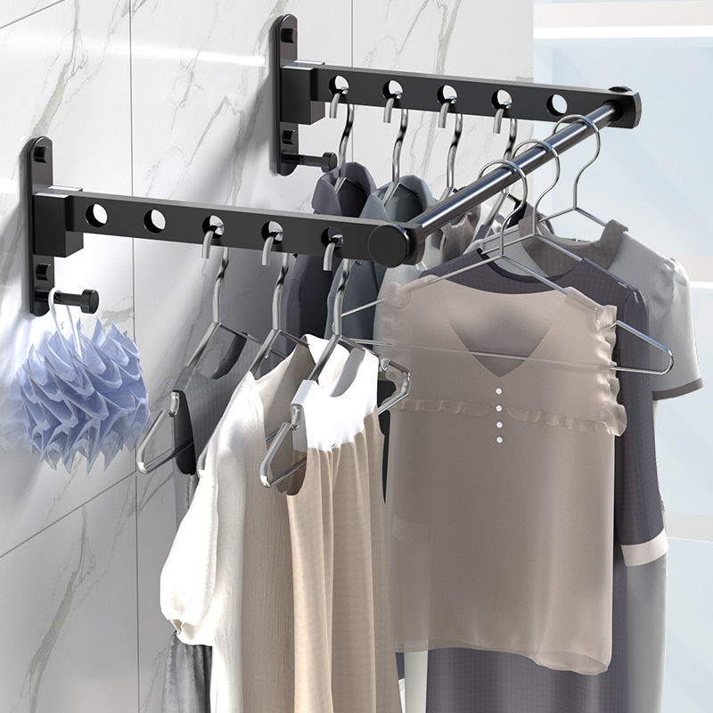 Colgador de ropa plegable, Perchero de secado montado en la pared, perchero móvil para balcón, armario, organización del ahorro de espacio para el hogar