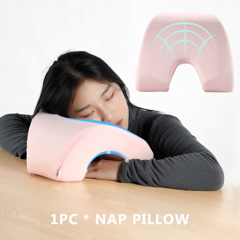 Curved Sleeping Pillow Memory Foam Slope Zipper Machine Washable Slow Side Leaning Rebound Pillow Office Lunch Break Car