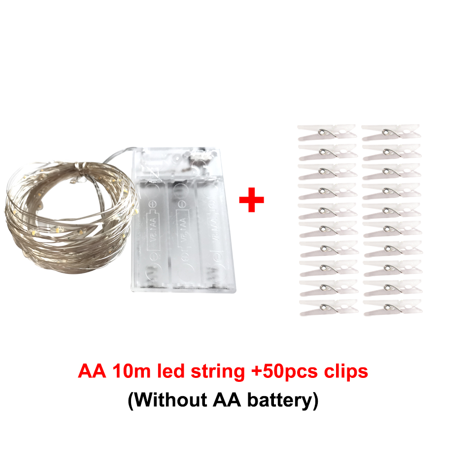 LED-Lichterkette, Foto-Clip, Lichterkette, 10 m, USB, batteriebetrieben, Weihnachtsbaum-Girlande, Dekoration, Hochzeit, 2025, Neujahrsdekoration: Licht Gelb / Y