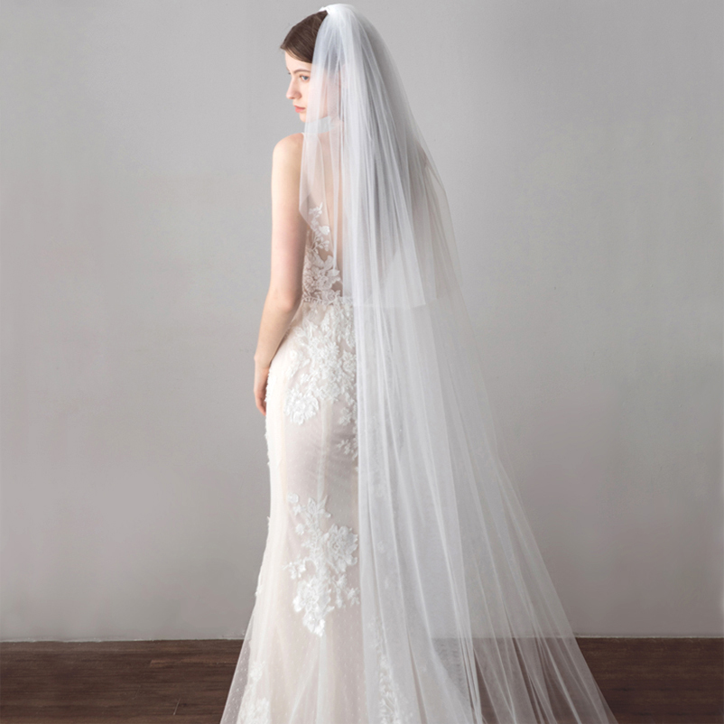 Velo Da Sposa In Tulle Lungo 300 Cm – Unico Strato Con Pettine, Colore Avorio, Leggero E Trasparente, Per Matrimoni E Cerimonie